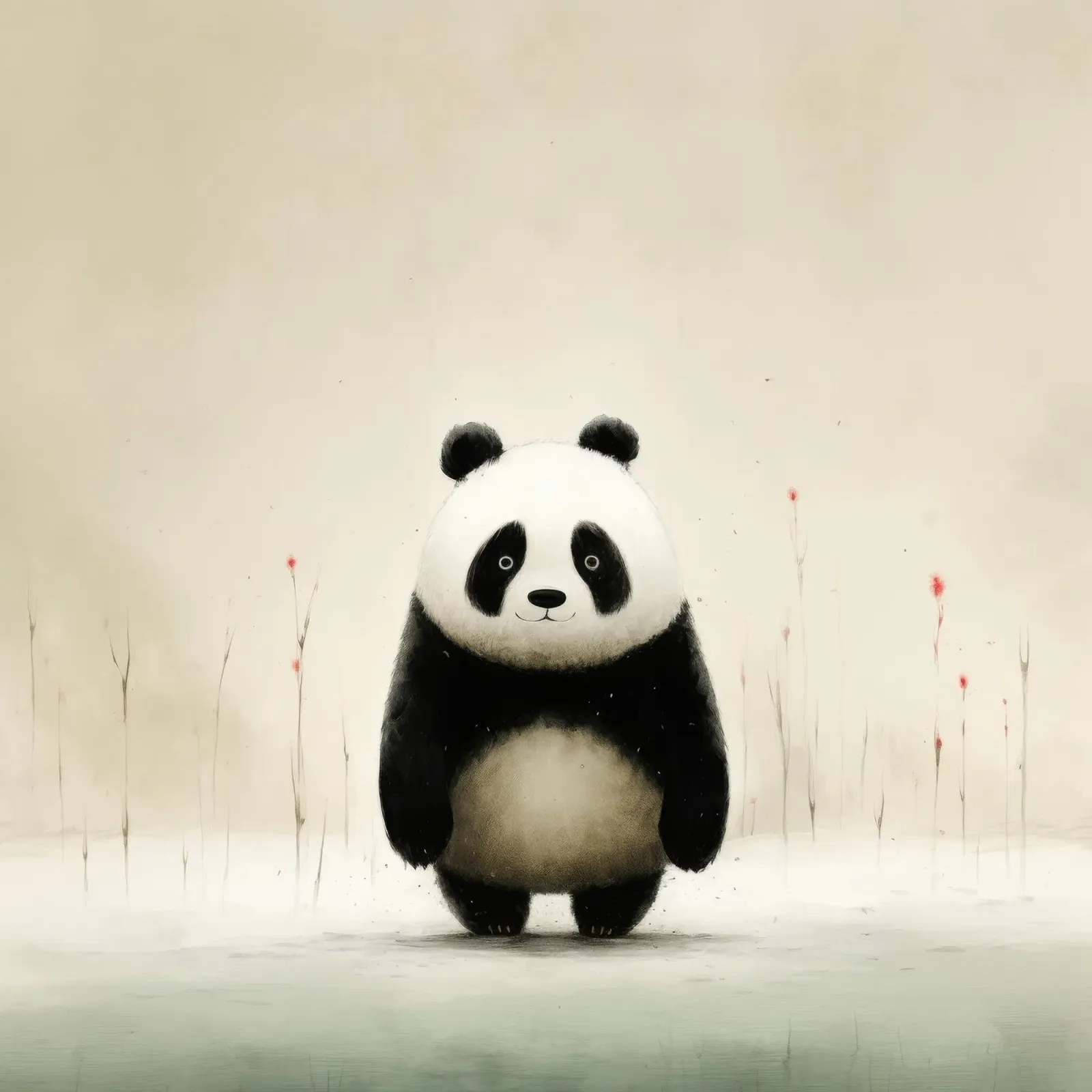 Panda minimale 1 pellicola backlit da Minimal Animal Art