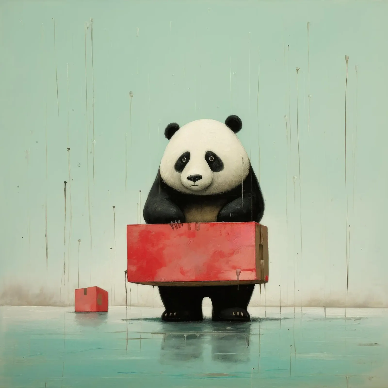 Orso panda minimale 2 pellicola backlit da Minimal Animal Art