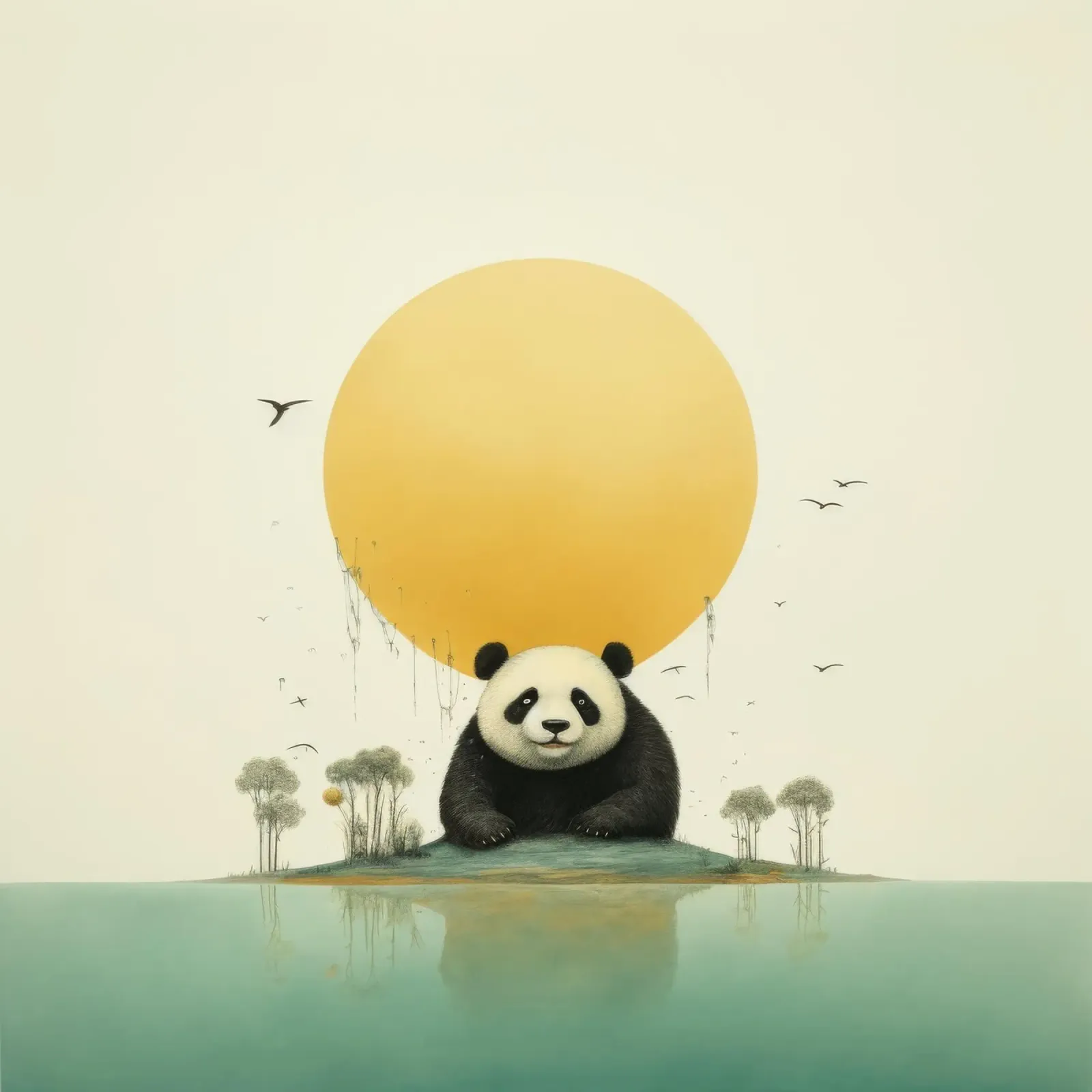 Orso panda minimale 1 pellicola backlit da Minimal Animal Art