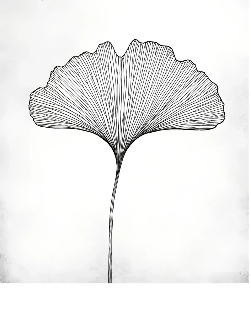 Gecko Leaf Minimalist Line Art Drawing canvas by Viv Line Art