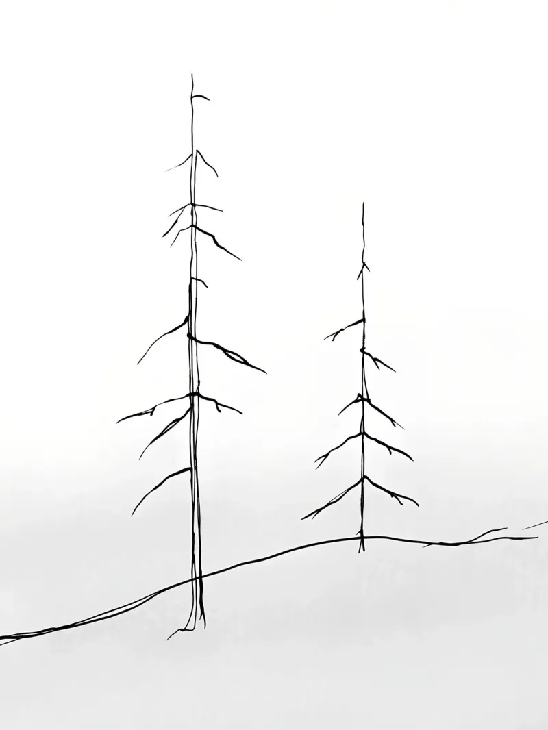 Alberi spogli Disegno lineare minimalista poster da Viv Line Art