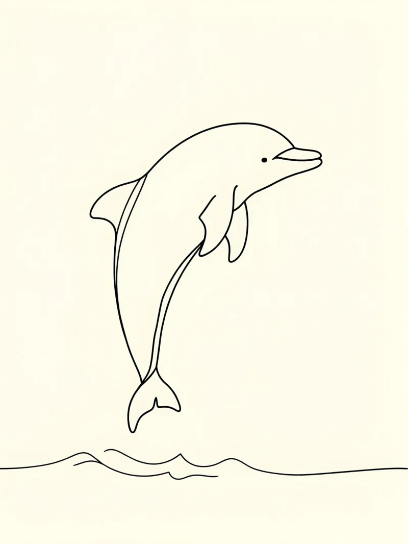Delphin Springen Minimalist Line Art Zeichnung Hahnemühle von Viv Line Art