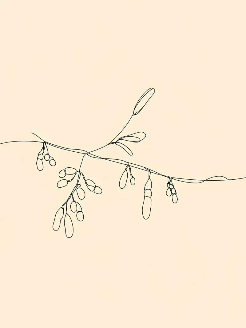 Botanical Leaves and Branch Minimalist Line Art Drawing canvas by Viv Line Art