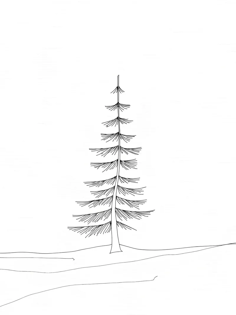 Single Tree Art Minimalist Line Drawing canvas by Viv Line Art
