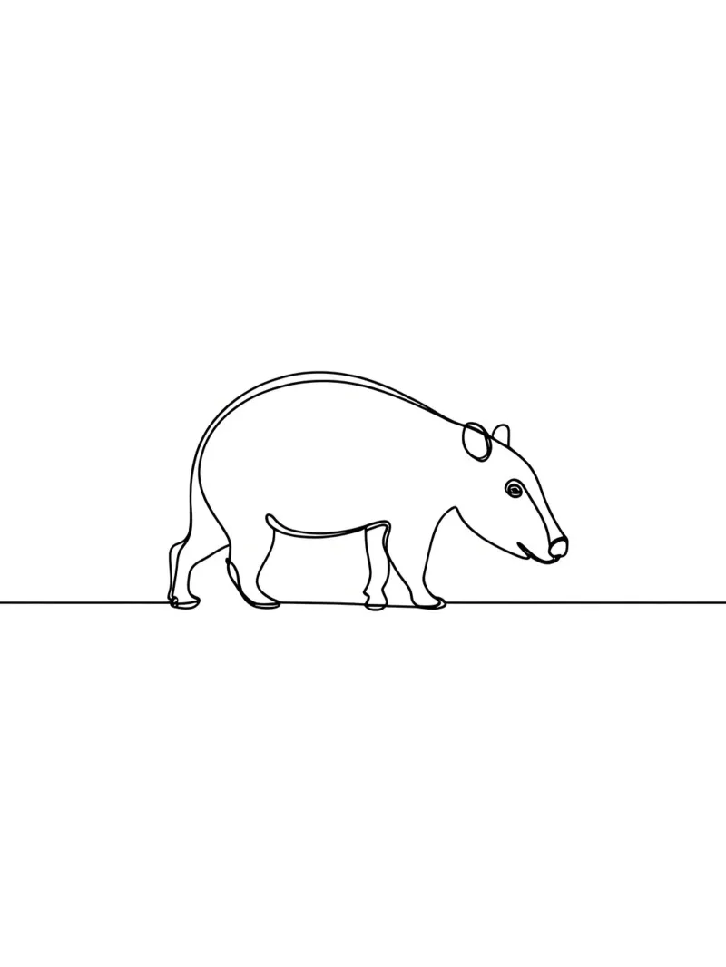 Tapir Minimalist Line Art Zeichnung Poster mit Aluminium Rahmen von Viv Line Art