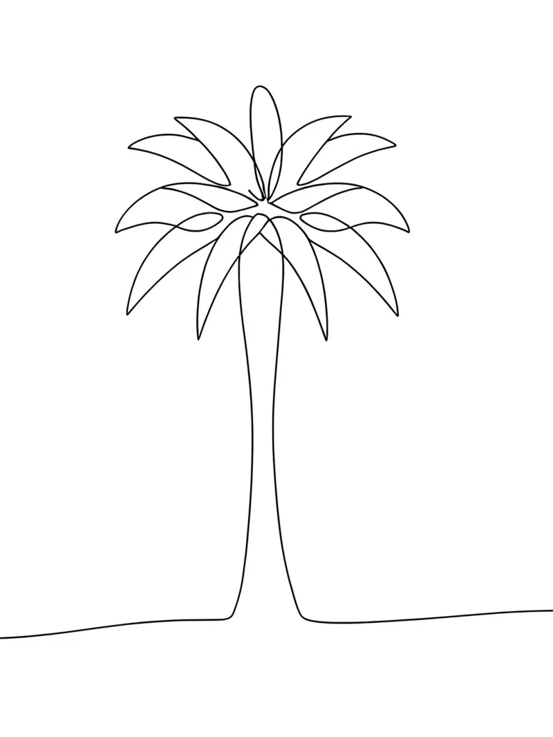 Palm Tree Minimalist Line Art Drawing hahnemühle by Viv Line Art