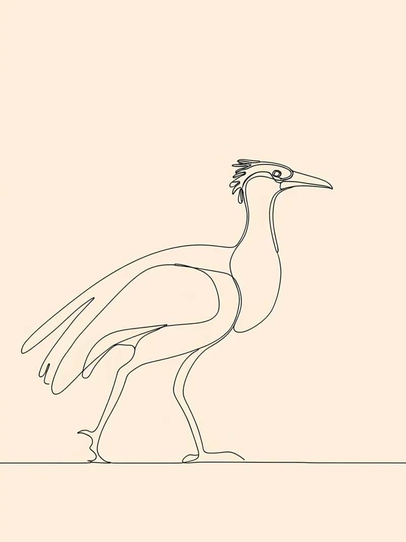 Kranich Vogel Minimalist Line Art Zeichnung Poster von Viv Line Art