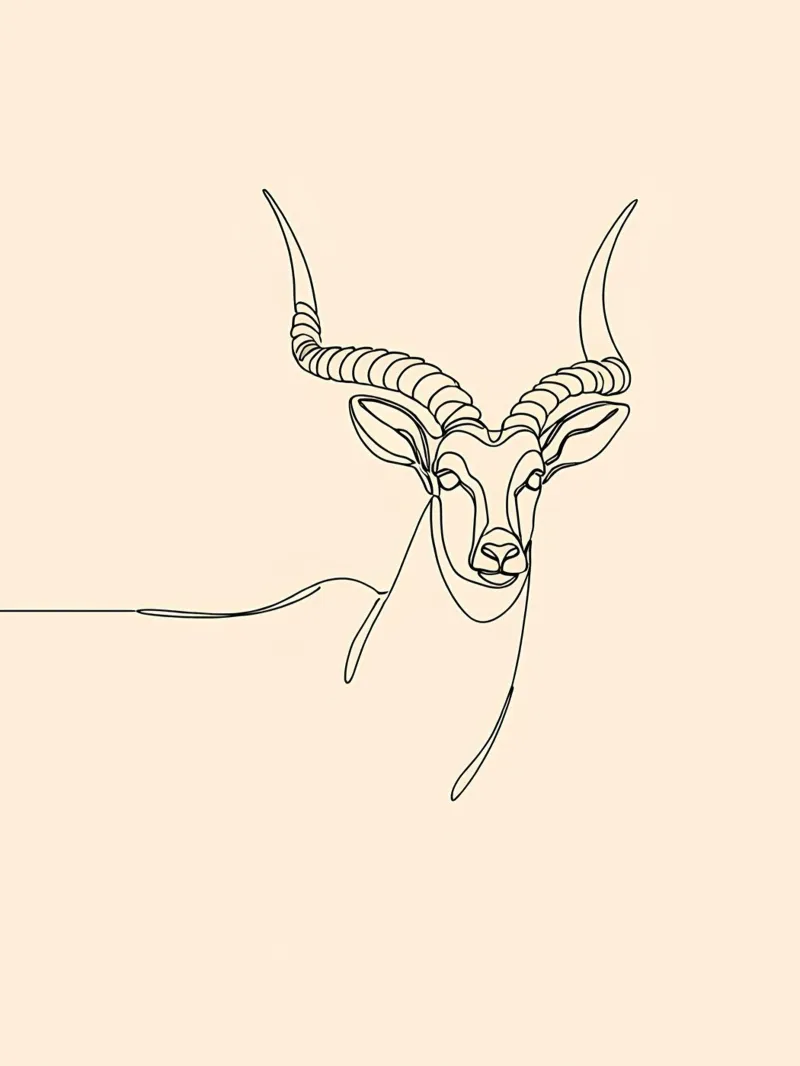 Antelope Minimalist Line Art Drawing hahnemühle by Viv Line Art