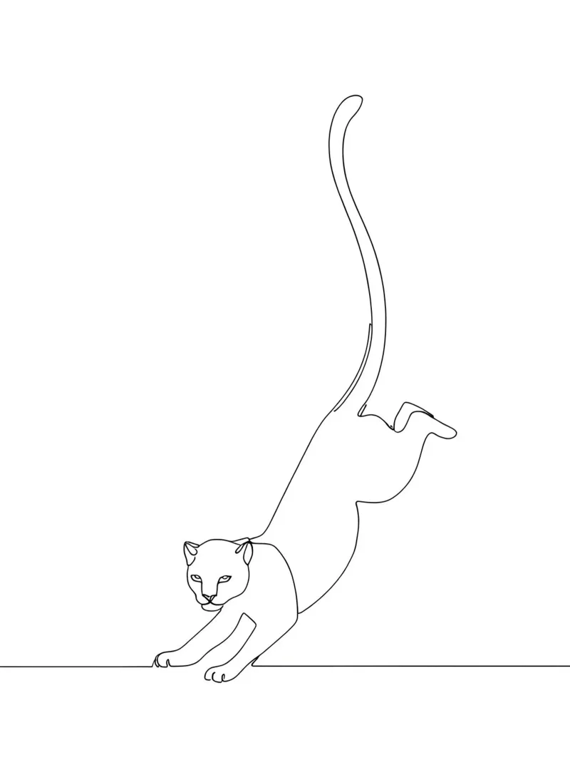 Atterrissage d'un chat Dessin au trait minimaliste panneau forex de Viv Line Art