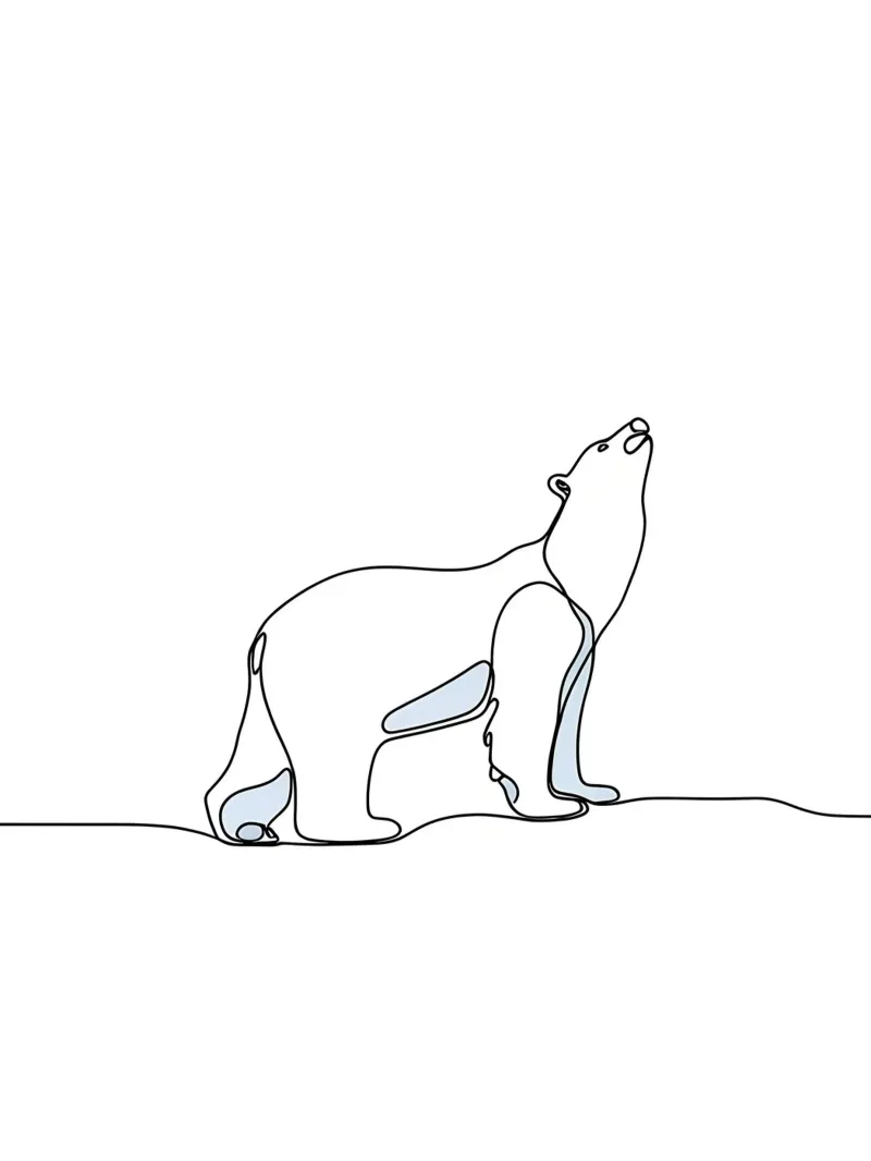 Orso polare in piedi Disegno lineare minimalista pellicola backlit da Viv Line Art