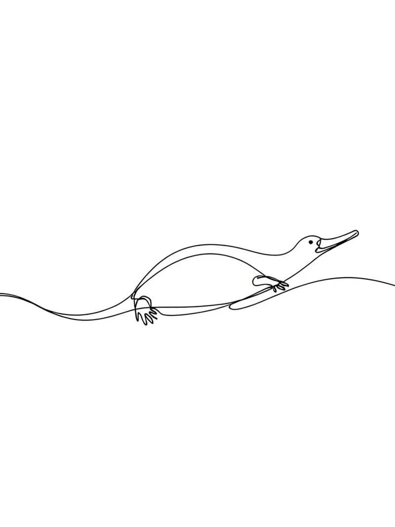 Schnabeltier Minimalist Line Art Zeichnung Backlit Folie von Viv Line Art