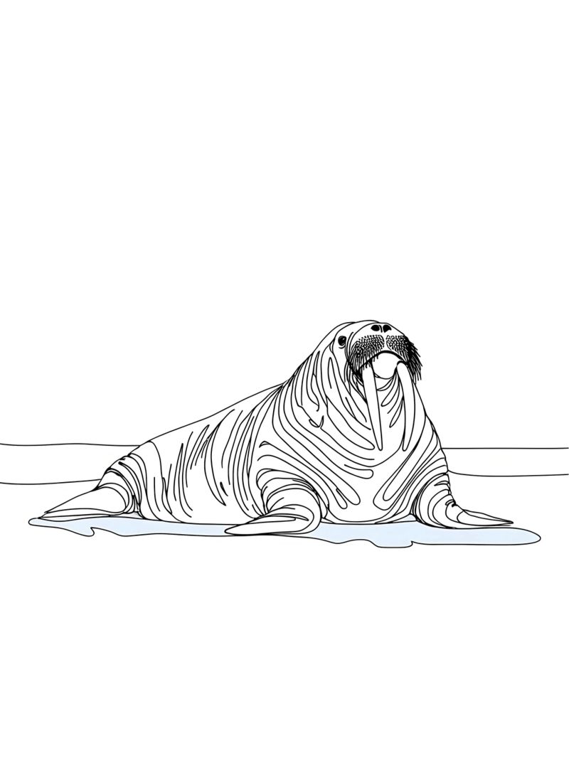 Walrus Minimalistische lijntekening poster van Viv Line Art