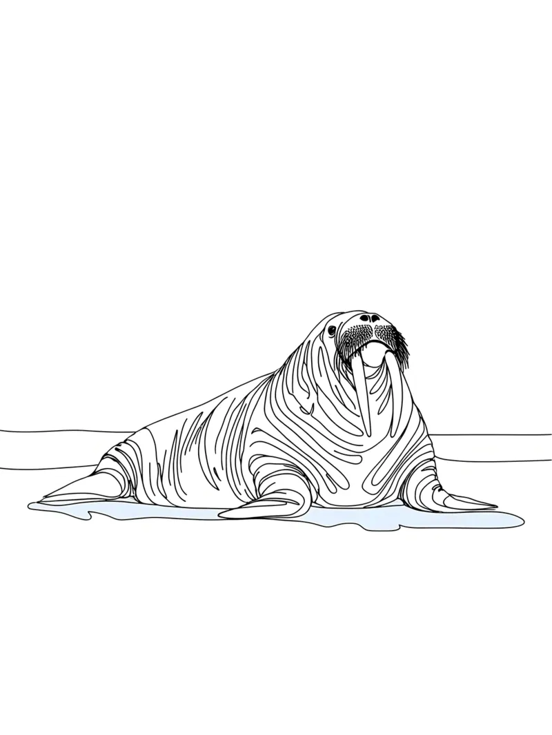 Tricheco Disegno lineare minimalista pellicola backlit da Viv Line Art