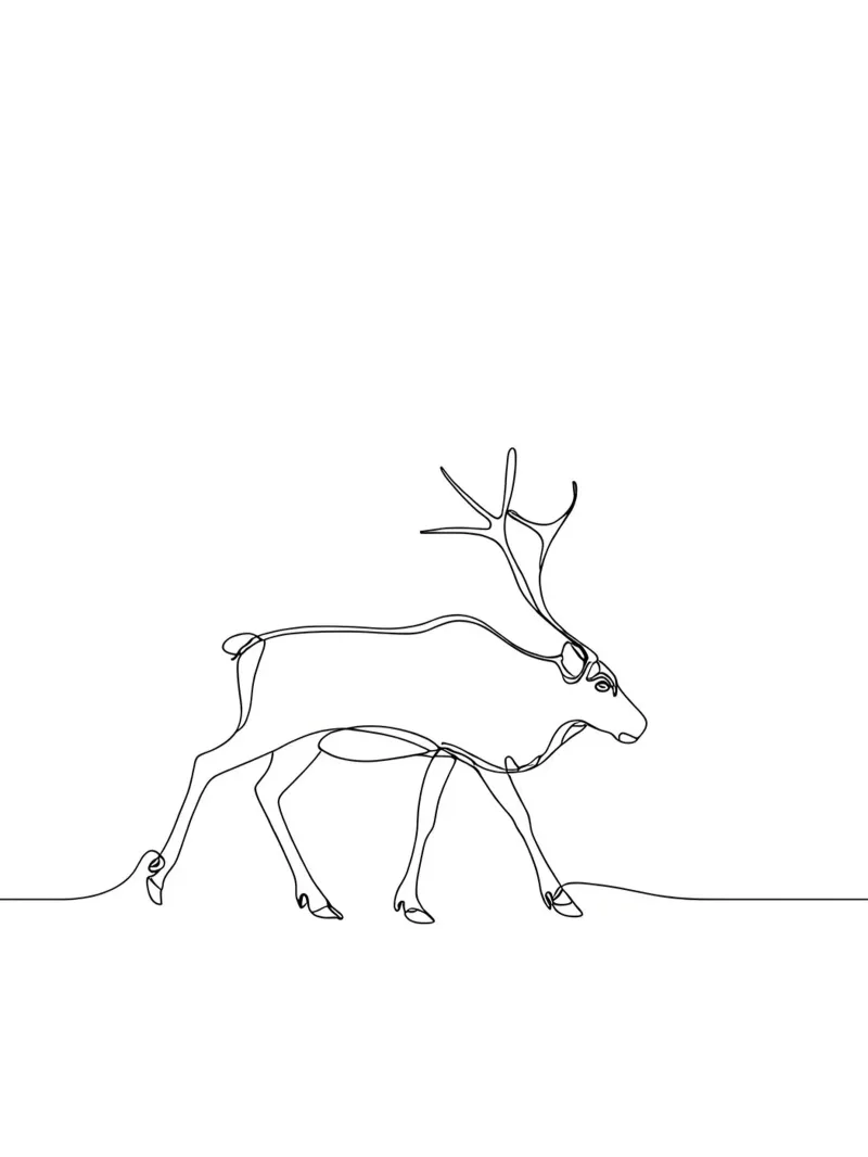 Cerf marchant Dessin au trait minimaliste plexiglas de Viv Line Art