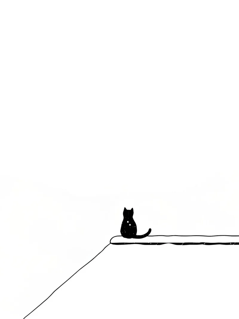 Cat Sitting on the Edge Minimalist Line Art Drawing canvas by Viv Line Art