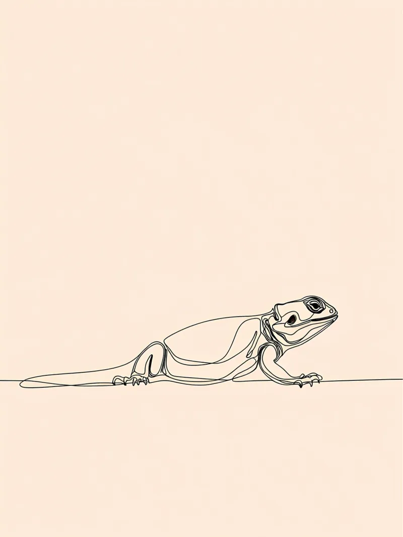 Eidechse Minimalist Line Art Zeichnung Hahnemühle von Viv Line Art