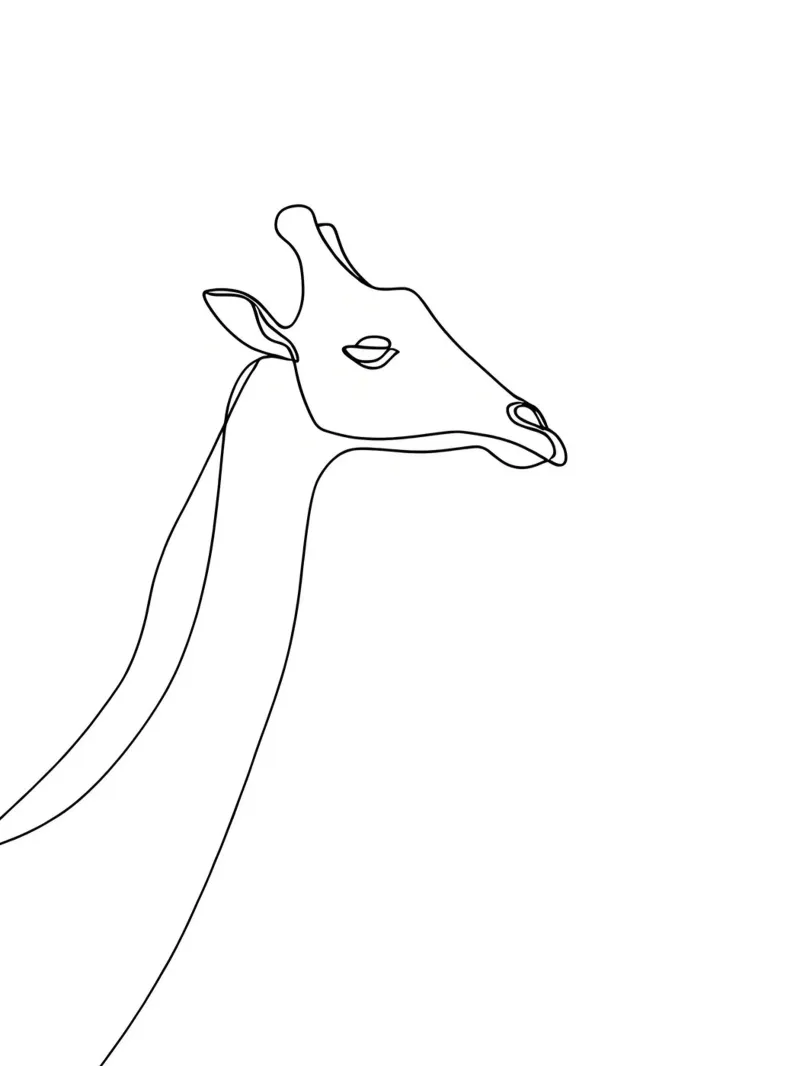 Giraffe Minimalist Line Art Drawing Hahnemühle von Viv Line Art