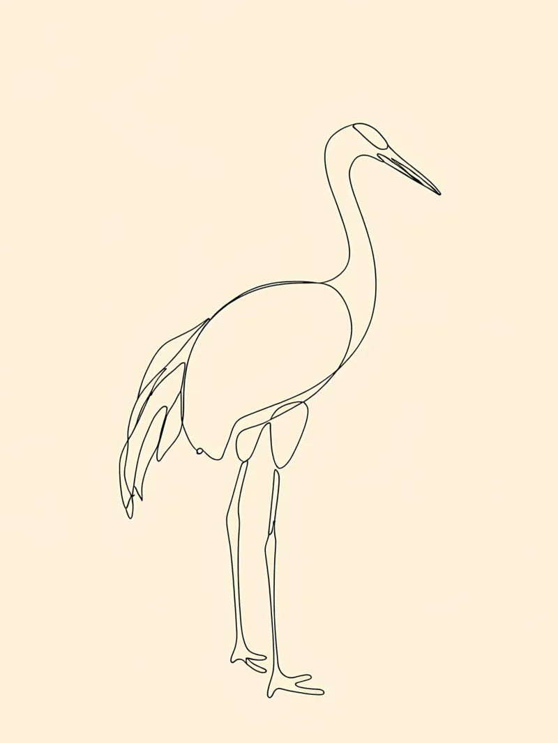 Heron Bird Minimalist Line Art Drawing canvas by Viv Line Art
