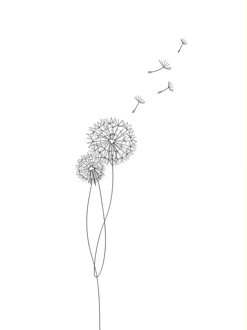 Diente de león Minimalist Line Art metacrilato de Viv Line Art
