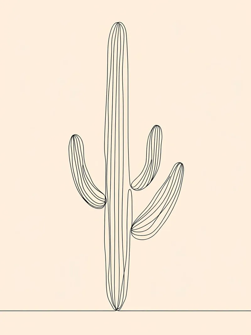 Cactus Line Art minimalista pellicola backlit da Viv Line Art