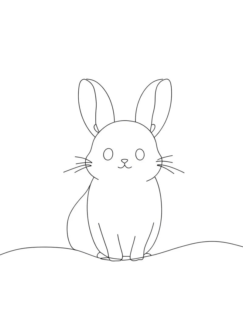 Disegno lineare minimalista di un coniglietto pellicola backlit da Viv Line Art