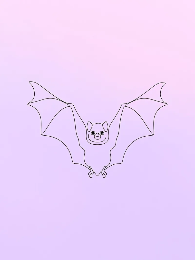 Pipistrello che vola Line Art minimalista pellicola backlit da Viv Line Art