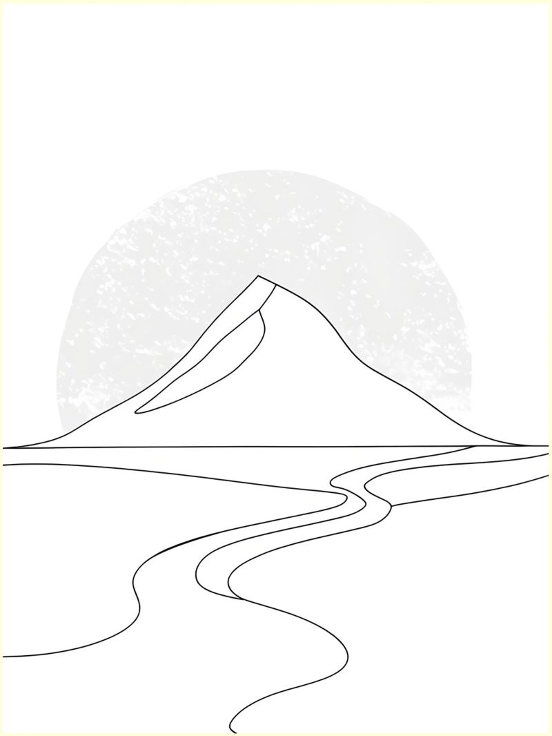 River from Mountain Minimalist Line Art poster by Viv Line Art