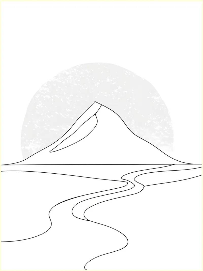 Fiume da montagna Line Art minimalista poster da Viv Line Art