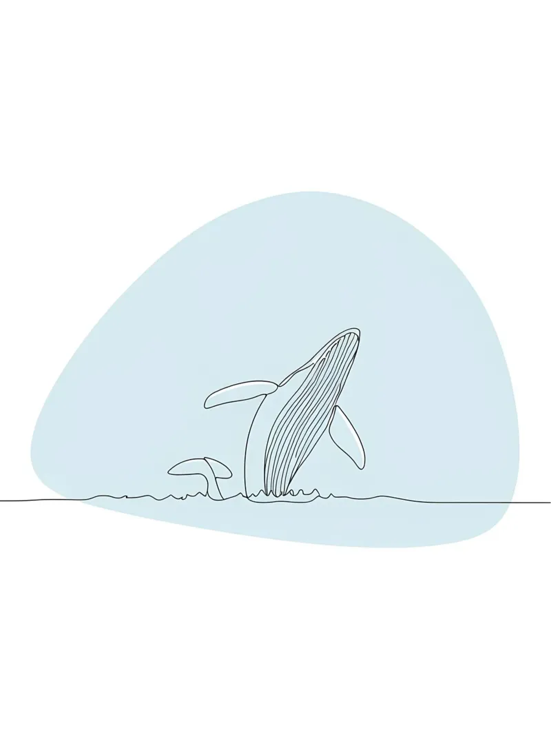 Ballena jorobada Minimalist Line Art metacrilato de Viv Line Art
