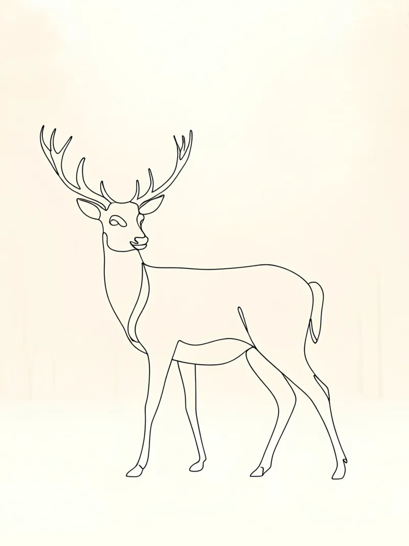 Cervo che cammina Line Art minimalista pellicola backlit da Viv Line Art