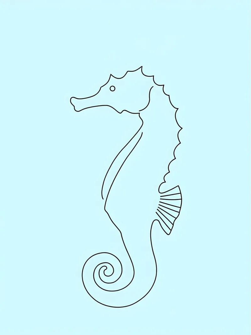 Hippocampe - Dessin au trait minimaliste hahnemühle de Viv Line Art