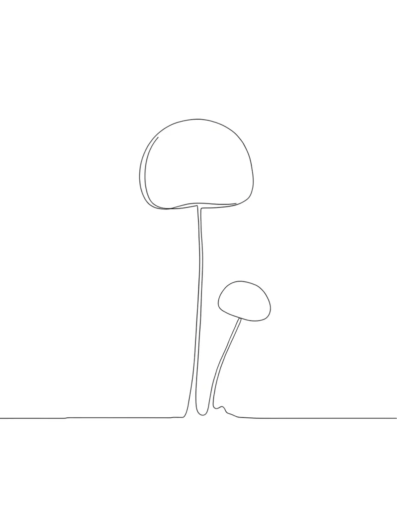 Funghi Line Art minimalista pellicola backlit da Viv Line Art