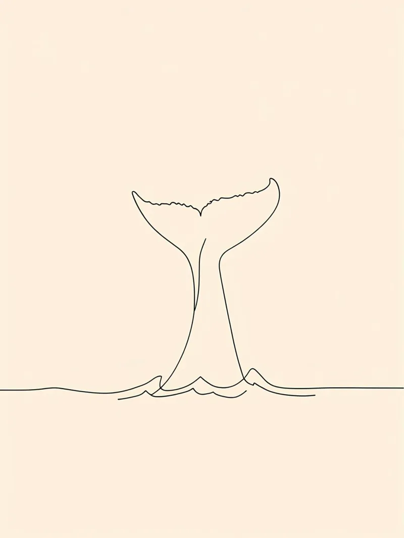 Queue de baleine Dessin au trait minimaliste hahnemühle de Viv Line Art