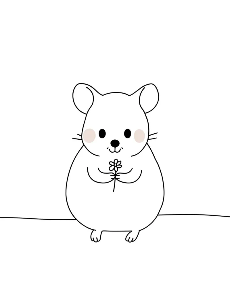Topo con fiore Line Art minimalista pellicola backlit da Viv Line Art
