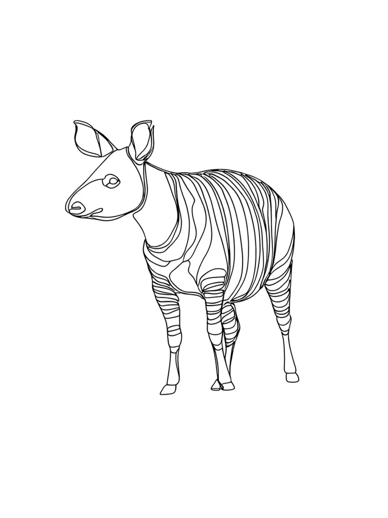 Tapiro in piedi Line Art minimalista pellicola backlit da Viv Line Art