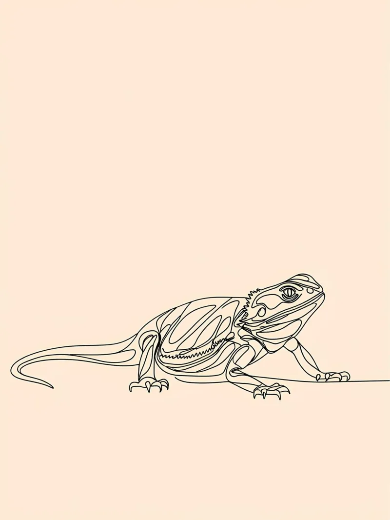 Line art minimalista della lucertola pellicola backlit da Viv Line Art