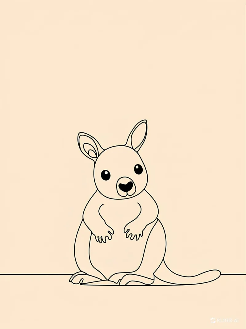 Kangourou mignon Dessin au trait minimaliste hahnemühle de Viv Line Art