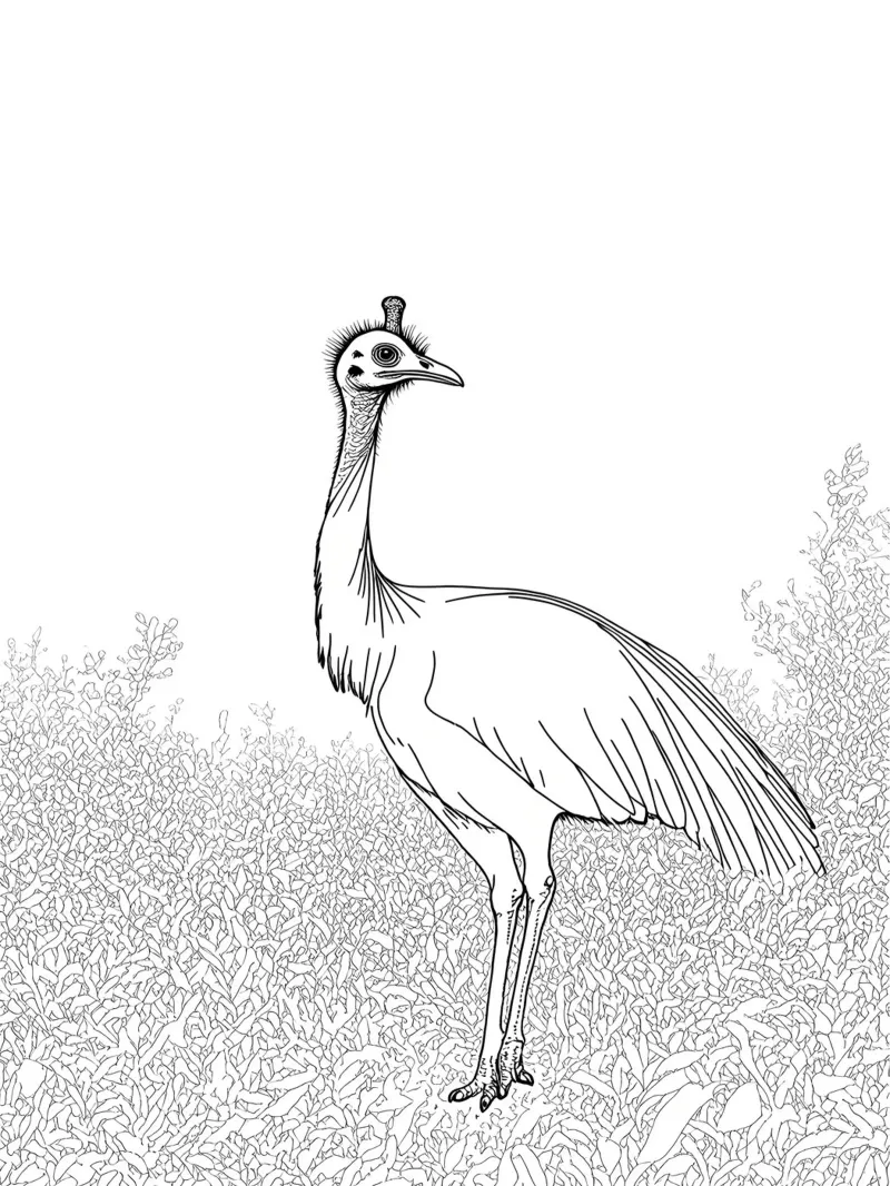 Uccello cassowary Line Art minimalista pellicola backlit da Viv Line Art