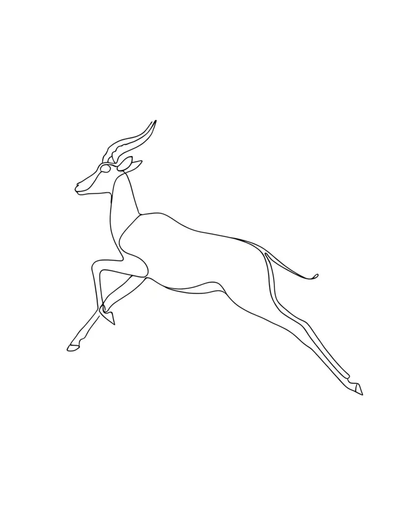 Antelope Jumping Minimalist Line Art hahnemühle by Viv Line Art