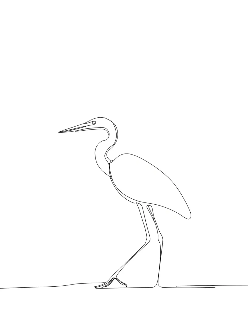 Airone che cammina Line Art minimalista plexiglass da Viv Line Art