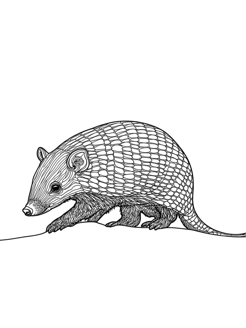 Armadillo Disegno lineare minimalista pellicola backlit da Viv Line Art