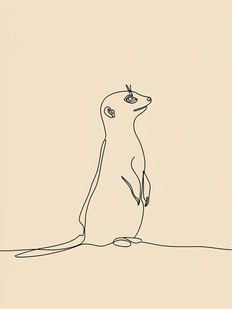 Meerkat Minimalist Line Art canvas by Viv Line Art