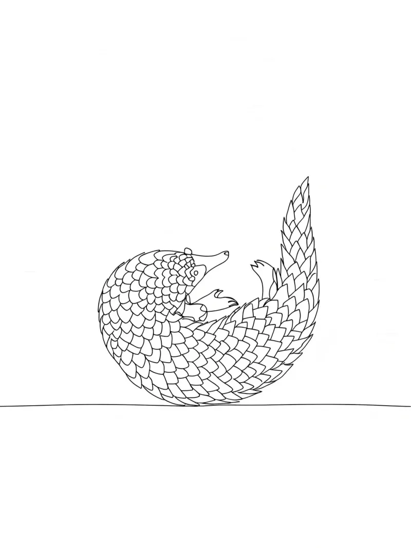 Line art minimalista del pangolino pellicola backlit da Viv Line Art
