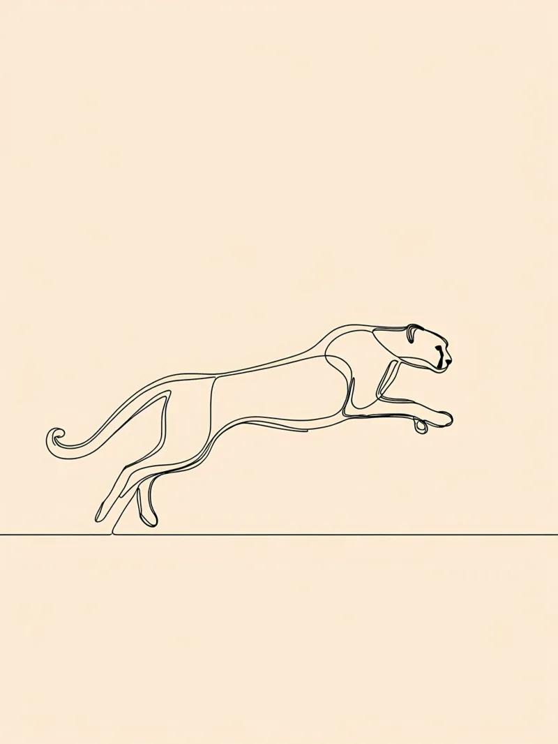 Leopard Running Minimalist Line Art hahnemühle by Viv Line Art