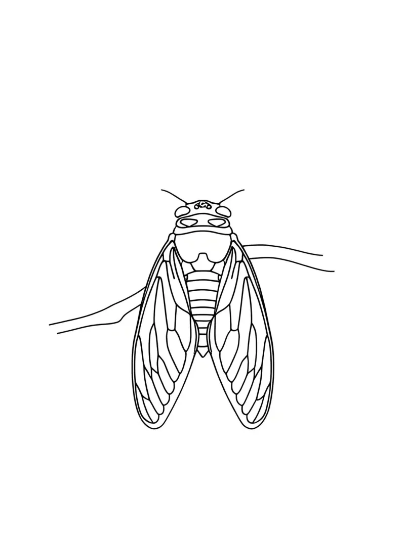 Cicala Line Art minimalista pellicola backlit da Viv Line Art