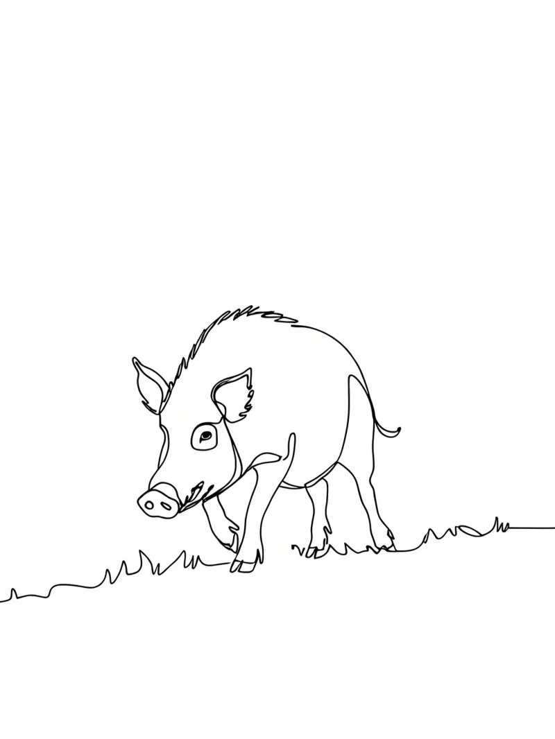 Boar Minimalist Line Art hahnemühle by Viv Line Art