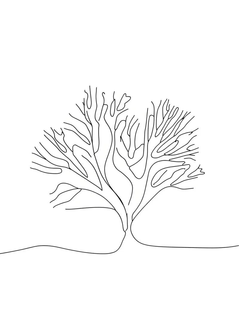 Line art minimaliste di corallo pellicola backlit da Viv Line Art