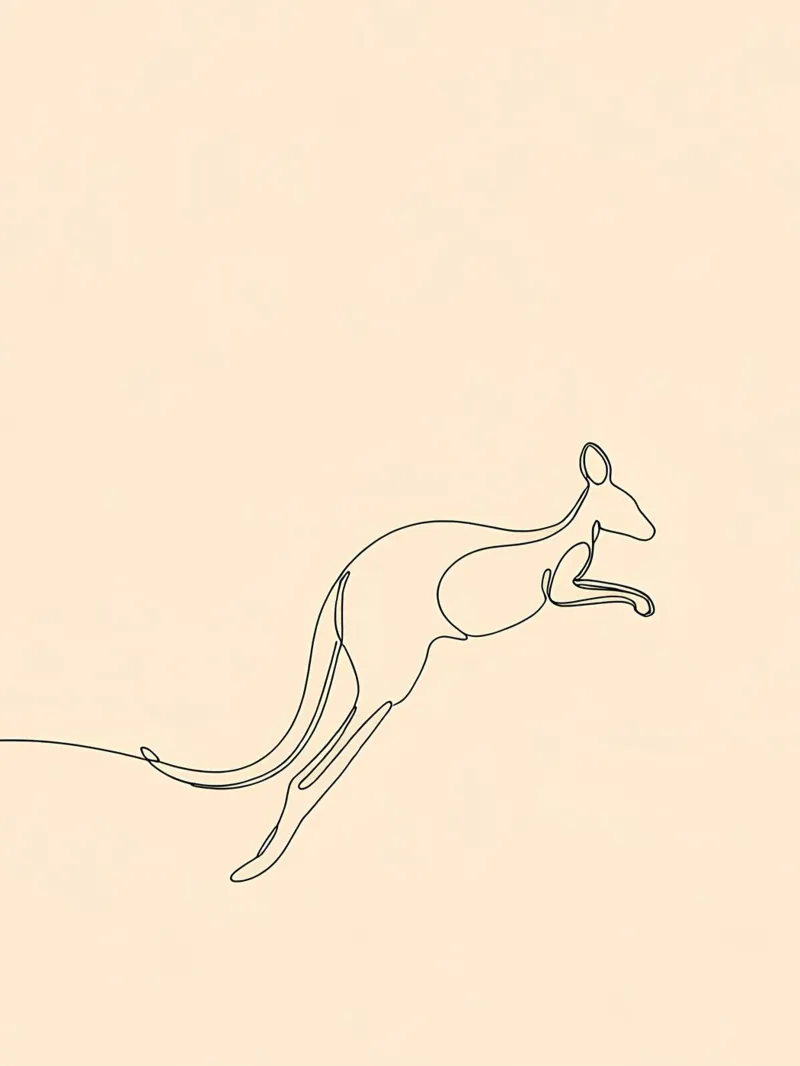 Kangaroo Jumping Minimalist Line Art canvas by Viv Line Art