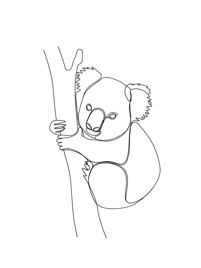 Koala on Tree Minimalist Line Art hahnemühle by Viv Line Art