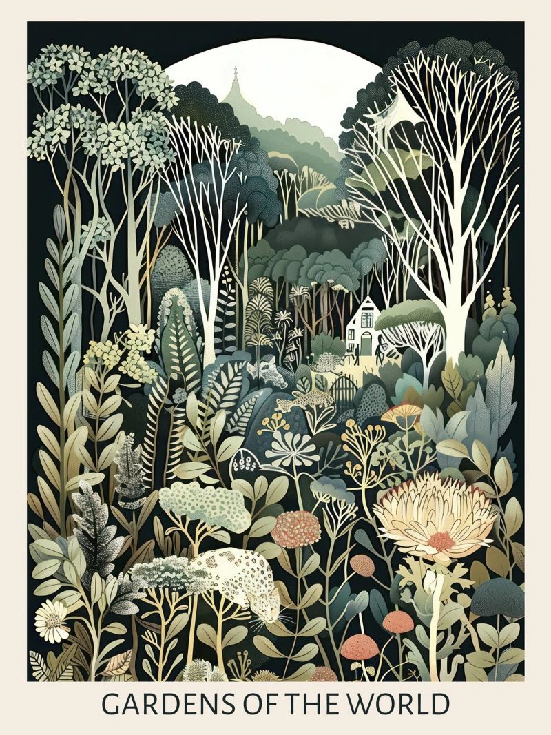 Gärten der Welt, Jugendstil, Botanik 5 Poster von Peaches Art Prints